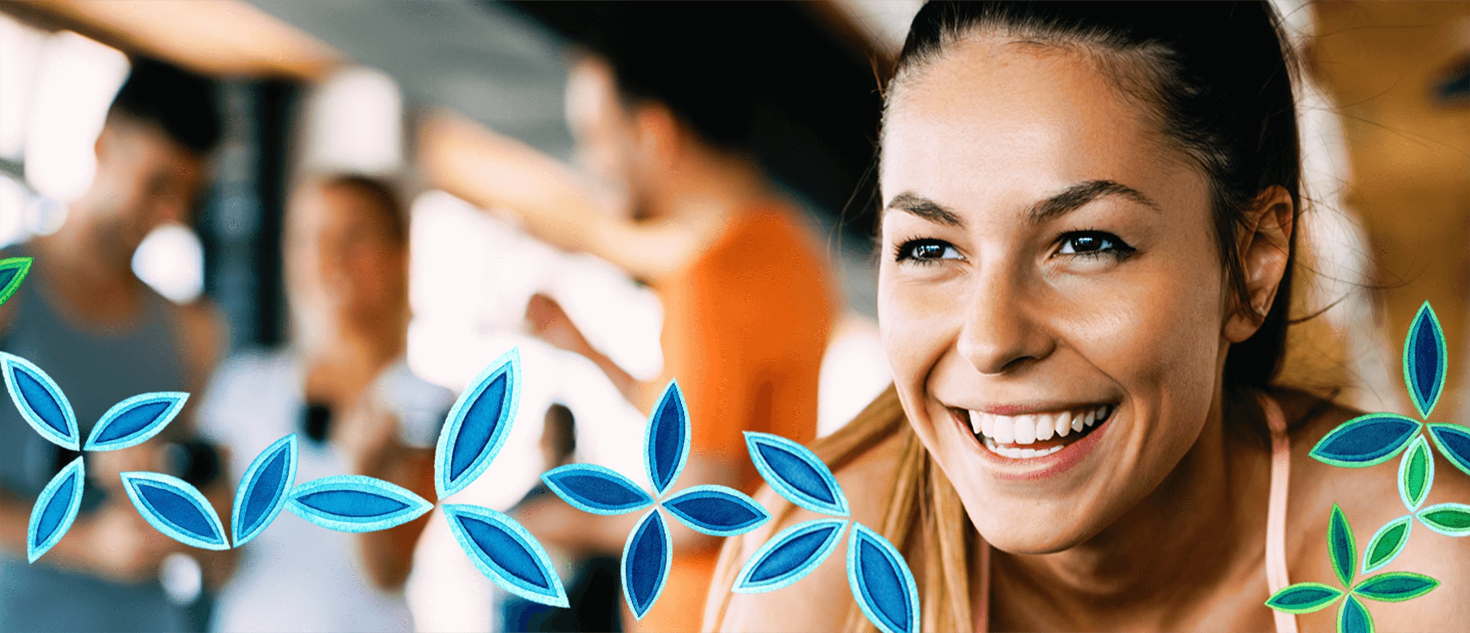 woman smiling and exercising